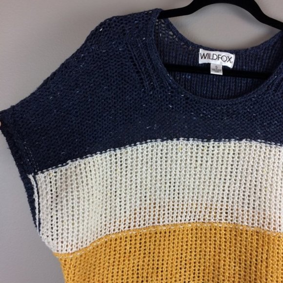 WILDFOX Estate Color Block stripe knit Sweater in Oxford size Small - Picture 6 of 11